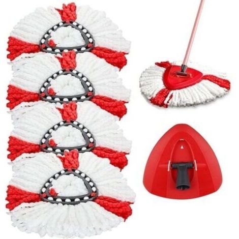 4pcs Tte de Serpillre de Rechange en Microfibre+1 Tte de Vadrouille Compatible avec 2-en-1 Turbo Mop,O-Cedar (1/4)