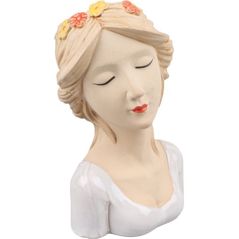 Vase Moderne en Céramique Blanche, Tête de Femme Décorative pour Fleurs, Style Contemporain, Idéal Amateur de Plantes, Unisexe (1/5)
