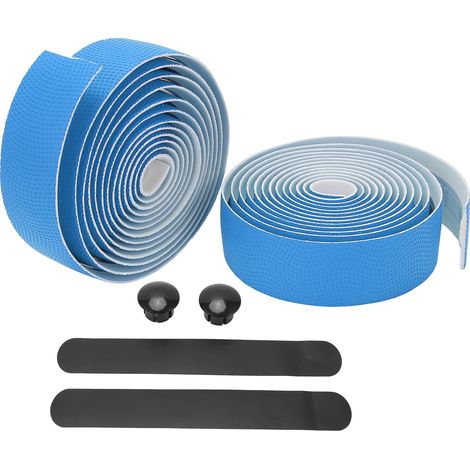 Ruban de guidon en simili cuir à grain ondulé, absorbant la transpiration pour vélo - Bleu (1/5)