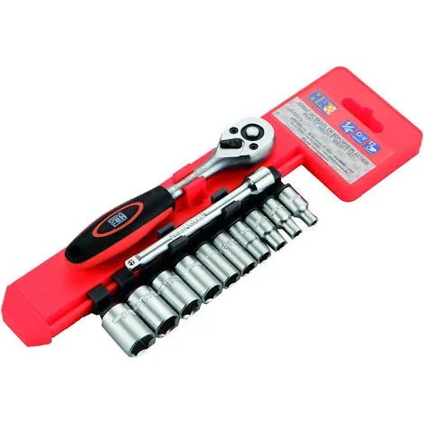 JEU DE DOUILLES ET CLIQUET 12 PCS 1/4" ALYCO ORANGE