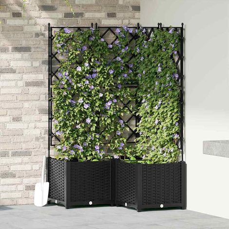Garten-Pflanzgefäß 3 pcs Schwarz 80 x 80 x 143 cm Kunststoff (1/5)