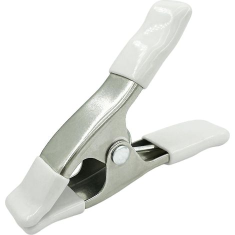 Pince à ressort professionnelle antidérapante en acier à haute teneur en carbone, robuste, pour fond de scène (blanche) (1/5)