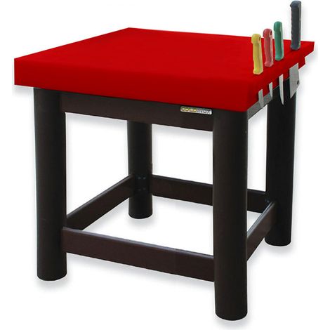 Table de boucher PREMIUM entièrement en polyéthylène avec porte-couteaux - 700 x 700 mm / GOLDINOX (1/2)