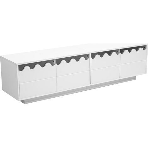 Mueble TV blanco de 170 cm con 4 puertas y diseño ondulado (1/5)