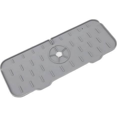 Alfombrilla de silicona para grifo, alfombrilla de desagüe, alfombrilla de desagüe para grifo, gris, 3714 cm, TPR, para cocina, baño, encimera y superficie de trabajo, organizador de fregadero (1/5)