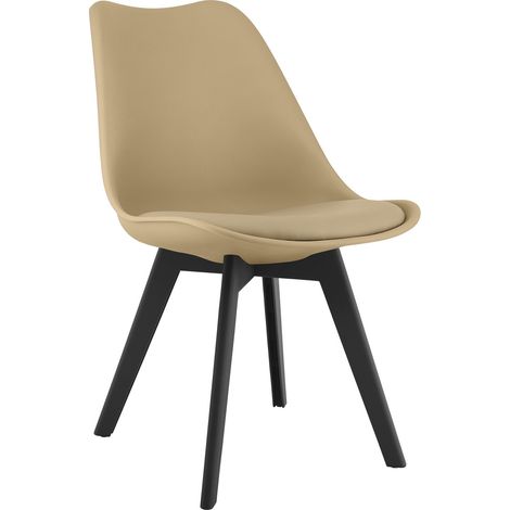 Sedia Mark con cuscino in ecopelle beige scuro (1/5)