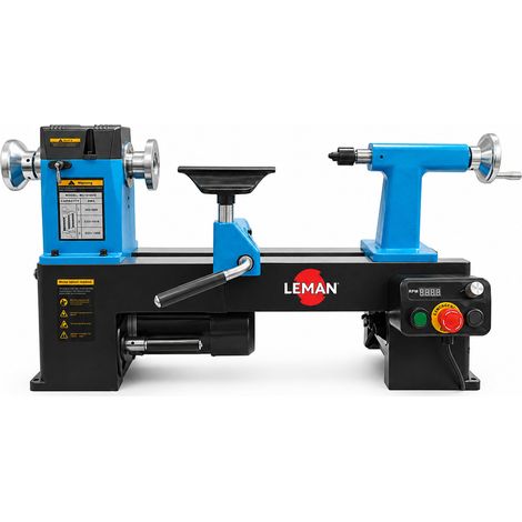 Leman – Tour à bois entre-pointes 419mm – Moteur TEFC 550W – 3 vitesses 250-3200 t/min – Broche M33 x 3,5 – Tête en fonte d'acier