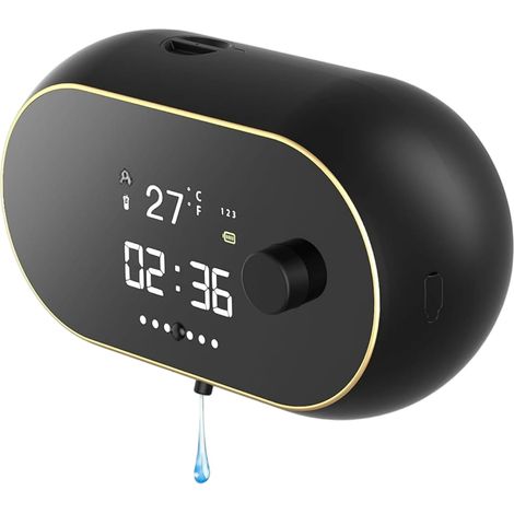 Automatischer, wandmontierter, nachfüllbarer und berührungsloser Seifenspender mit LED-Anzeige und Uhr für Küche und Bad. – AquaForge (1/5)