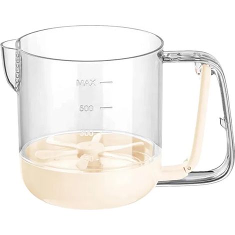 Recipient melangeur manuel grande capacite cuisine fouettage oeufs preparation nourriture bebe blanc casse (1/4)
