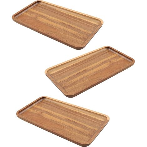3 Pièces Plateau, 19x10.5cm, Bois, Épaisseur 15mm, Rectangulaire,, Déco (1/5)