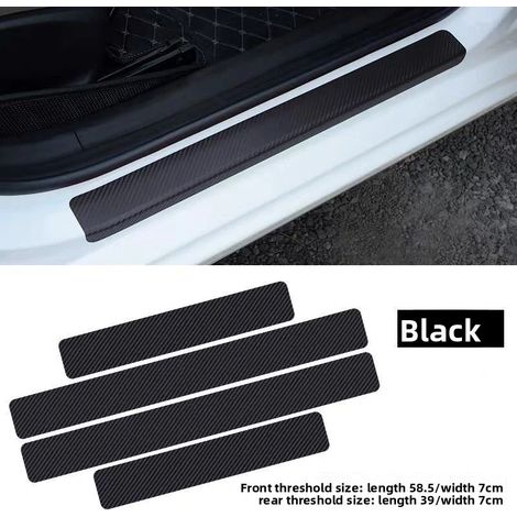 (4 pièces) 4 pièces/ensemble Bande de seuil de porte de voiture Autocollant en fibre de carbone Accessoires de protection de seuil de porte de voiture (1/4)
