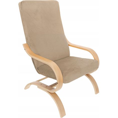 HOUSSE DE FAUTEUIL FINKA VELOURS ÉLASTIQUE BEIGE CAPPUCCINO [21FD] (1/5)