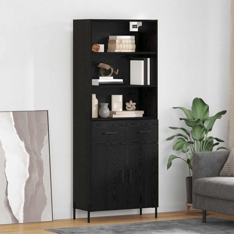 Highboard Schwarz Eichen-Optik 69,5 x 34 x 180 cm Holzwerkstoff