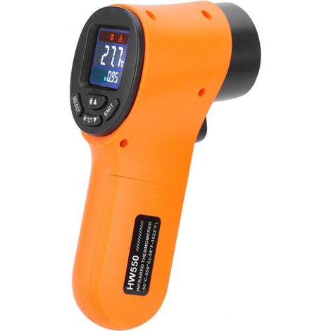 Portable sans contact Thermometre infrarouge numerique pyrometre Aquarium LCD Laser Thermometre exterieur Thermometre industriel -50 550 C, orange (1/2)