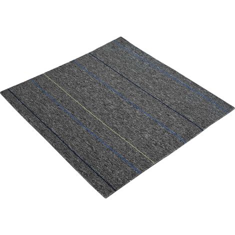 Carpet Tile Medium Grey with Stripes 50 x 50 cm 20 pcs vidaXL