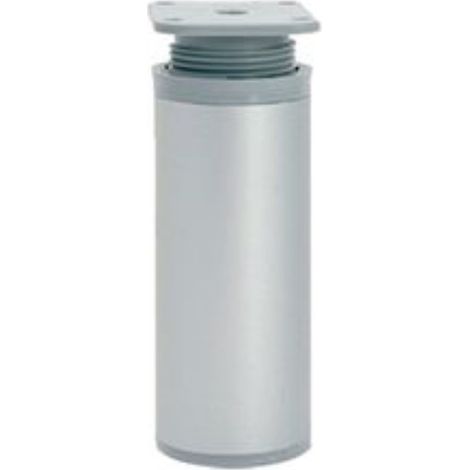 Piede tondo regolabile in plastica 40 - H.100 mm. grigio alluminio