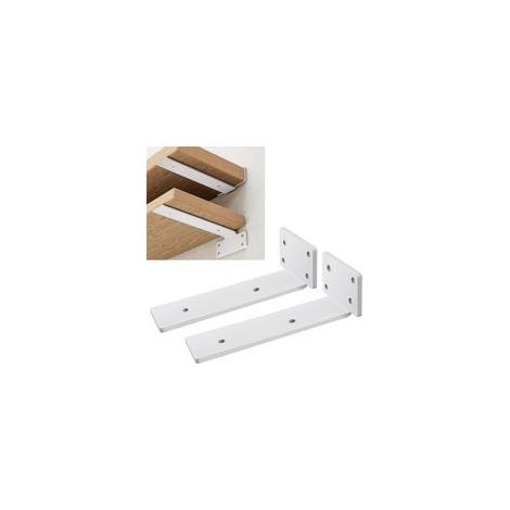 Lot de 2 supports d'étagère robustes 15cm Montage mural facile, capacité de charge 75kg, design moderne (blanc)