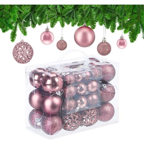 Juego de 50 adornos para árbol de Navidad con acabados variados