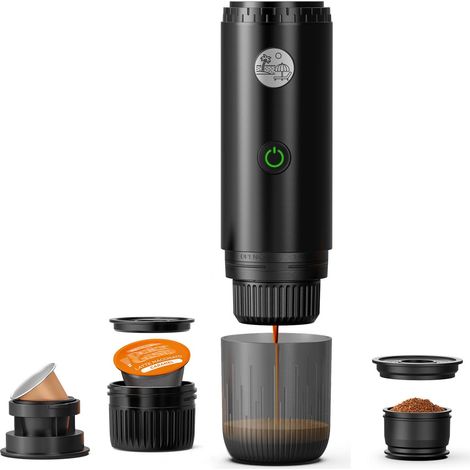 Machine à café portable 3 en 1, machine à expresso portable 19 bars avec chauffage automatique, compatible avec les capsules et le café moulu pour le camping, les voyages et la maison (1/5)