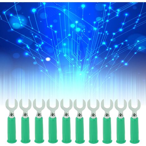 J.20019 6mm Hochspannungsfester U-Stecker, 6mm Stift auf Bananenstecker Adapter, U-Stecker mit 4mm Buchse am Ende, Verkauft in 10er-Packs, Grün. (1/5)