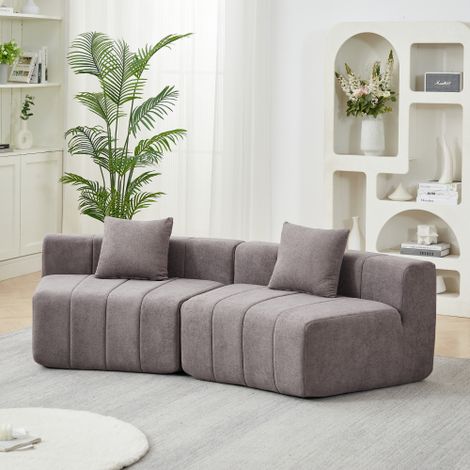 Module de canapé incurvé en chenille avec 2 coussins, module de canapé incurvé, symétrique et semi-circulaire pour chambre, salon, bureau (pour se détendre ou faire une sieste) (1/5)