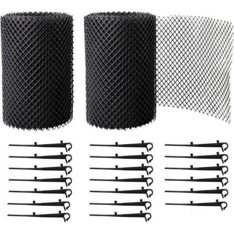 12M Durable Gutter Protection Grilles in PP, XU, Roof Protection and Leaf Protection + PLUS 20 Fixing Hooks + 15cm Width + 12m Length - (1/4)