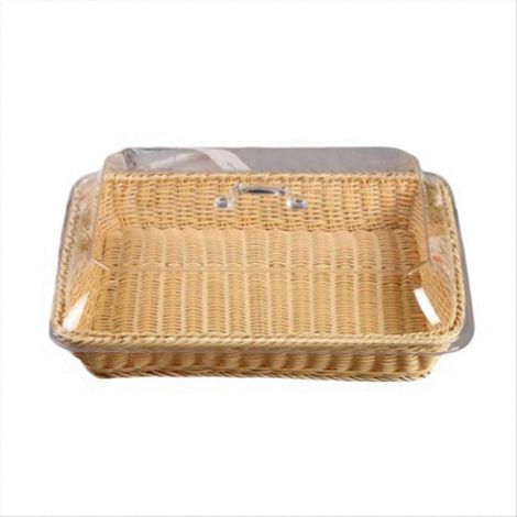 Panier avec couvercle pour aliments, beige, rangement alimentaire pratique, coffre de conservation hermétique, idéal cuisine et épicerie. (1/5)