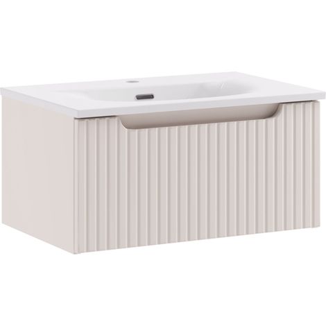 Meuble de salle de bain suspendu SKY taupe avec vasque encastrée 80 cm-Largeur 80 cm (1/5)