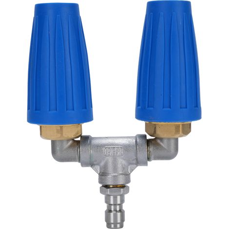 Boquilla giratoria de doble cabezal para hidrolavadora de 4000 psi con conexión rápida de 1/4 de pulgada, color azul. (1/5)