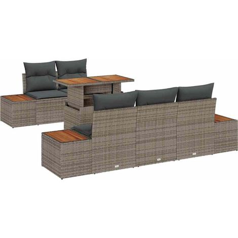 Maison Exclusive - Set da Pranzo per Giardino con cuscino 6 pcs Grigio e Marrone