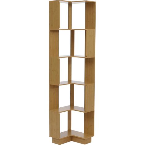 Étagère d’angle 5 niveaux 175x40x40 cm en MDF mélaminé finition aspect bambou design moderne 040008770 (1/5)