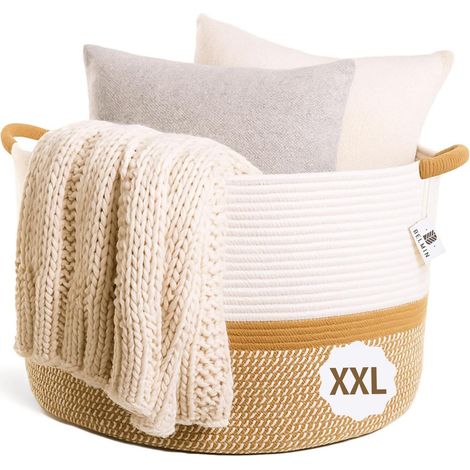 Panier a Linge XL 65L – Grand Panier Rangement avec Poignées, Ø50cm, Coffre a Jouet, Panier de Rangement pour Chambre, Salle de Bain et Laundry Basket Design (1/5)