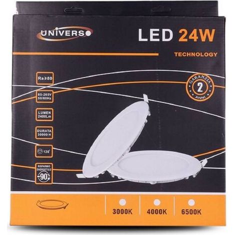Led Pannello Slim 24w Incasso Rotondo Luce Bianco Caldo Natural P285a-t (1/2)