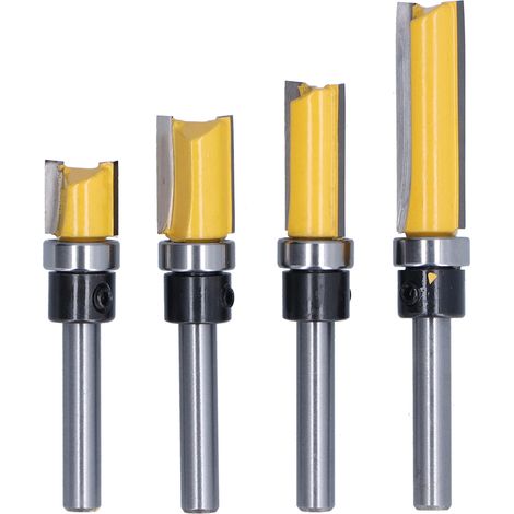 Lot de 4 Fraises à Chanfreiner Hinges Jaune Argent 1/4in Queue Affleureuse Mortaiseuse (1/5)