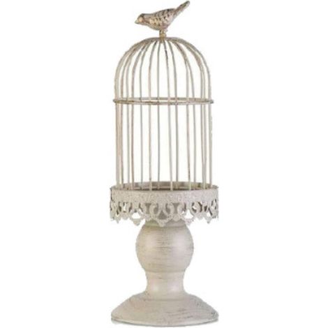 Créatif rétro Oiseau Cage Chandelier décoration Style européen Fer Art Chandelier Photographie Mariage Restaurant Accessoires(Blanc, petit) (1/4)
