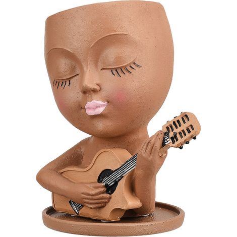 Pot de fleurs en forme de visage, vase artisanal en résine, sculpture décorative, figurine artistique (1/5)