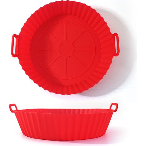 Poêle à frire ronde à air chaud, plaque en gel de silice, isolation thermique, moule à gâteau, doublure intérieure rouge (78 g), 20 cm (8 pouces), très populaire à l'international (1/5)