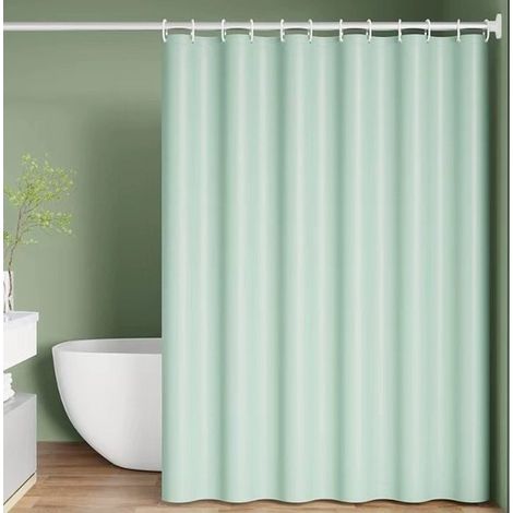 Rideau de douche 180x180 - Rideau de douche imperméable - Anneaux inclus - Imperméable - Anti-moisissure - Vert clair (1/5)