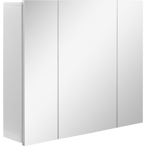 Meuble de salle de bain avec 3 portes miroir et étagères réglables, 70 x 15 x 60 cm, blanc avec fonction de rangement et d'affichage idéal pour salon, chambre à coucher ou bureau