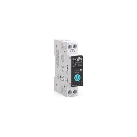 Interruttore intelligente WiFi da 32 A – Compatibile con Alexa e Google Assistant – Controllo remoto tramite app – Montaggio su guida DIN con misurazione del consumo energetico (1/4)
