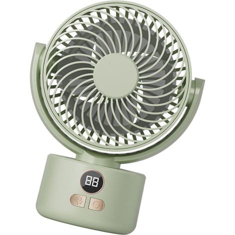 Ventilador de camping recargable de 3600 mAh para uso en interiores y exteriores, pantalla digital, ligero (verde) (1/5)