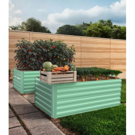 Lot de 2 Bacs Potagers Surélevés en Acier Galvanisé, 240 × 120 cm (1/5)