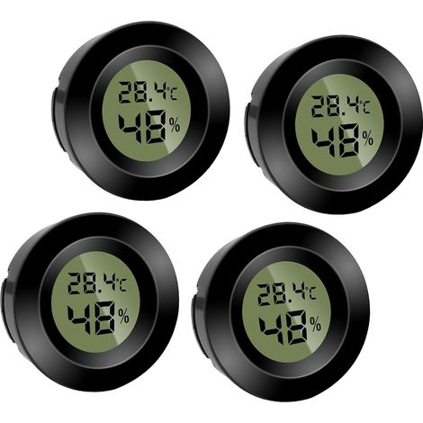 Mini hygromètre thermomètre numérique rond, appareil de mesure de température et d'humidité, hygromètre Celsius(℃) ou Fahrenheit(℉) pour intérieur bureau salon (4PCS) (1/5)