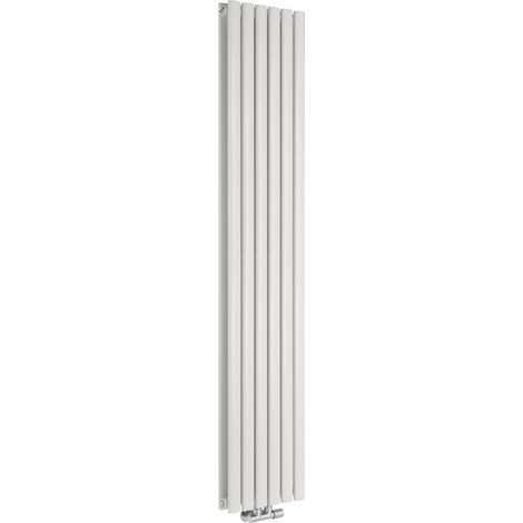 Milano Aruba Flow White Vertical Column Central Connection Double Oval Panel Radiator - 1780mm x 354mm (1/5)