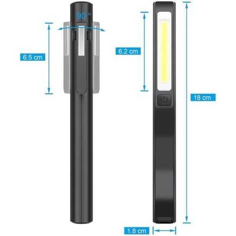 Lampe De Travail - COB 3 W - 240 Lm - Clip Magnetique - Rechargeable USB - Pour Atelier Garage Bricolage - 2 Pieces (1/4)