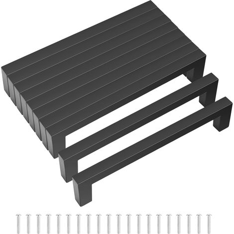 L&H-Cfcahl – Lot de 15 poignées de meuble 96mm noir – Acier inoxydable – Finition mate – Pour placards et tiroirs – Installation facile