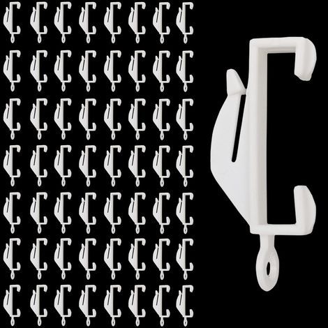 CCYKXA (White) Curtain Track Glides, Curtain Hooks, 50 Pcs Plastic Curtain Hooks, Curtain Track Glides for Hanging and Moving Shower Curtain, Window Curtain, Door Curtain Track Hooks