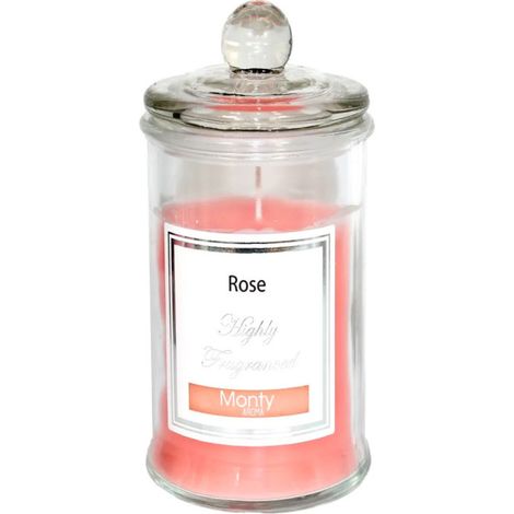 Bougie parfumée dans pot en verre Rose - 9.5x17cm (1/3)