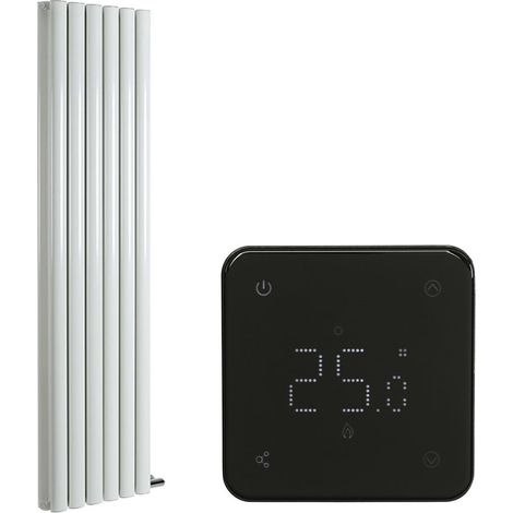 Milano Aruba Ardus White 1784mm x 354mm Double Panel Dry Heat Vertical Oval Panel Electric Radiator - Wi-Fi Thermostat (1/5)