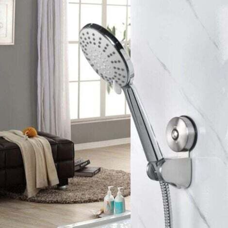 Support Pommeau de Douche - Support de douche à ventouse en Inox Sans Percage Mural Support Pommeau Douchette réglable pour salle de bain Ventouse Support Douchette 4 Angle réglable Nickel (1/4)